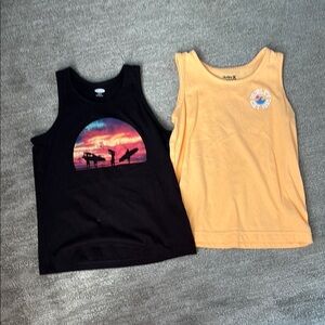 3/$15 Boys Old Navy Black and Hurley Orange Tank Tops Lightweight size 7
